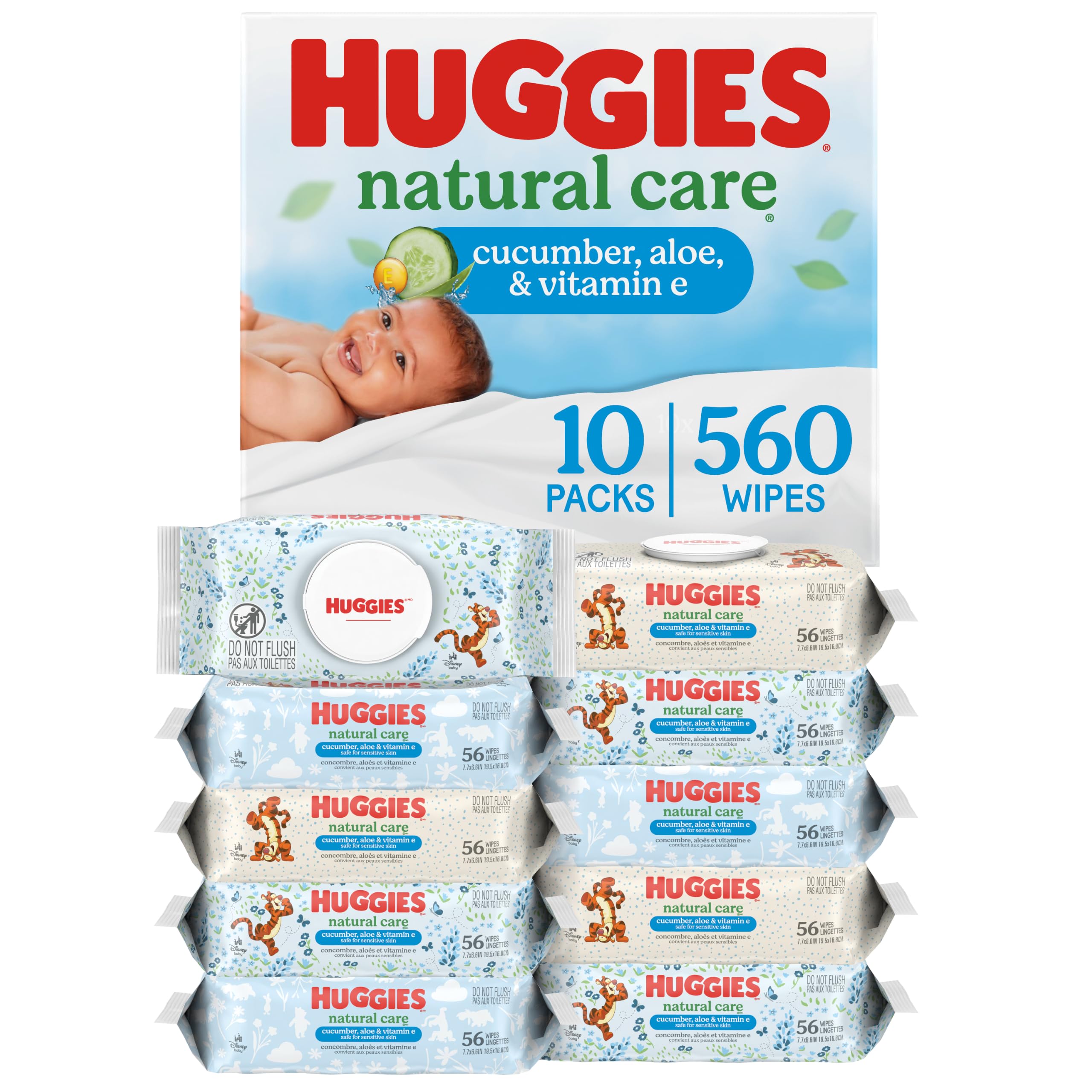Huggies Natural Care Cucumber, Aloe and Vitamin E Baby Wipes, Hypoallergenic, Sc