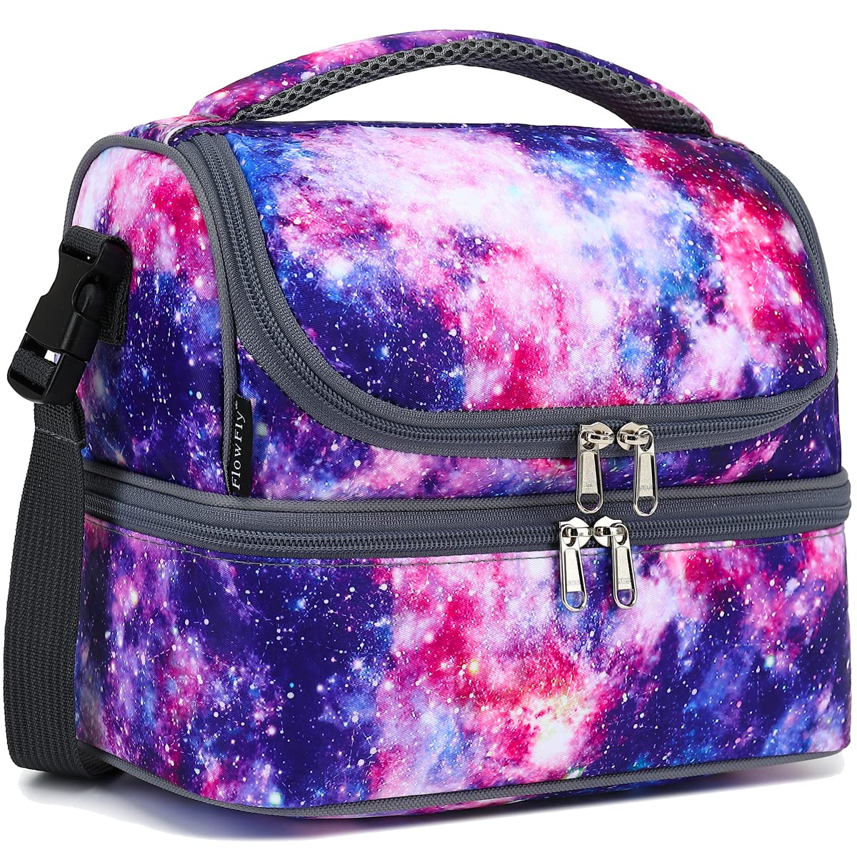 FlowFly Double Layer Lunch Bag Insulated Cooler Large Tote for Boys, Girls, Men,