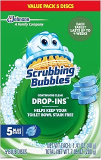 Scrubbing Bubbles Continuous Clean Toilet Tank Drop-Ins, 5 Count | Automatic Toilet Bowl Cleaner, Stain Protection & Odor Control, Prevents Hard Water & Limescale Stains, Lasts up to 25 Weeks