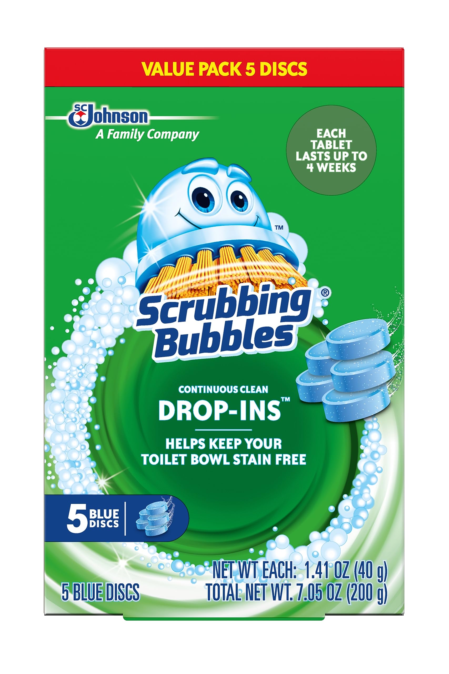Scrubbing Bubbles Continuous Clean Toilet Tank Drop-Ins, 5 Count | Automatic Toi