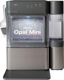 GE Profile Opal MINI PRO Nugget Ice Maker w/Side Tank, Portable Countertop Pebble Ice Machine, 36 lbs/Day, Top Fill, 6 Pack Descaler & Scoop, Stainless Steel