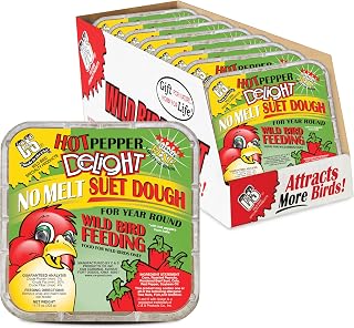 C&S Hot Pepper Delight No Melt Suet Dough, Suet Cakes for Wild Birds | Hot Pepper suet, year-round no melt formula up to 100Âº F, won't interest squirrels