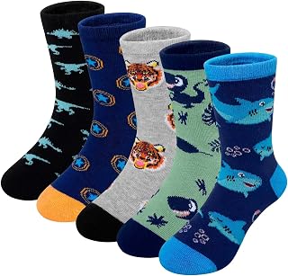 PUTUO Children's Cotton Socks: Children's Socks Novelty Funny Animals Gift Idea 2-12 Years 5 Pairs