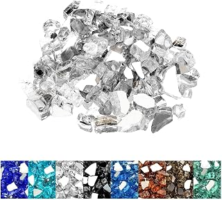 Mr. Fireglass 10 lb High Luster Fire Glass, 1/2 Inch Reflective Platinum | Tempered Glass Rocks, For Outdoor Indoor Fireplace Fire Pit Table, Vase and Landscaping, Clean Burning
