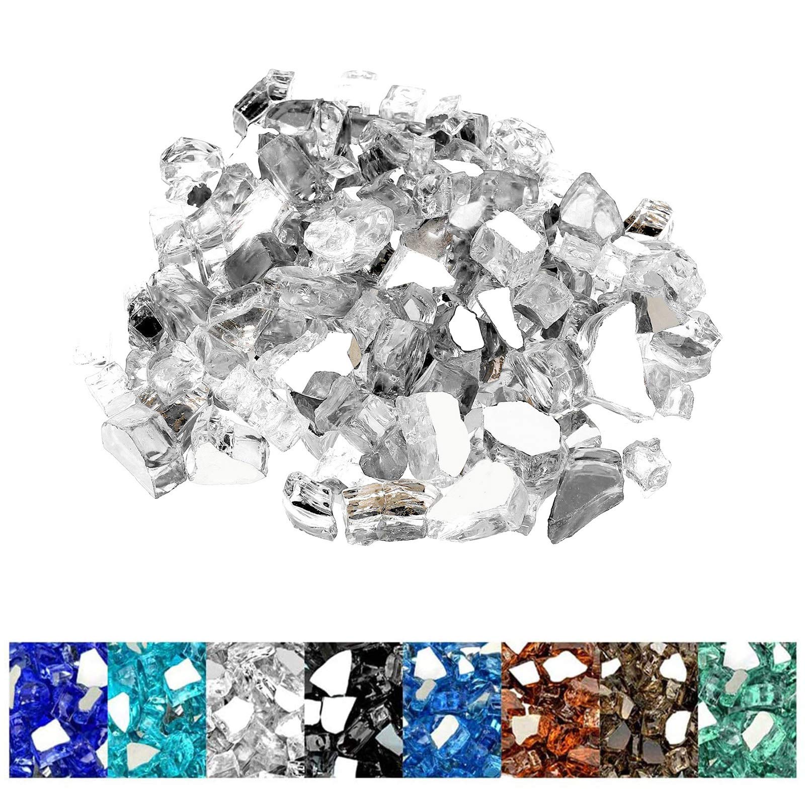 Mr. Fireglass 10 lb High Luster Fire Glass, 1/2 Inch Reflective Platinum | Tempe