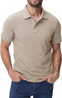 MIER Men's Polo Shirt Cotton Short Sleeve Golf Tennis Polo Shirt with Collar for Work Travel 3 Button Ultra Soft