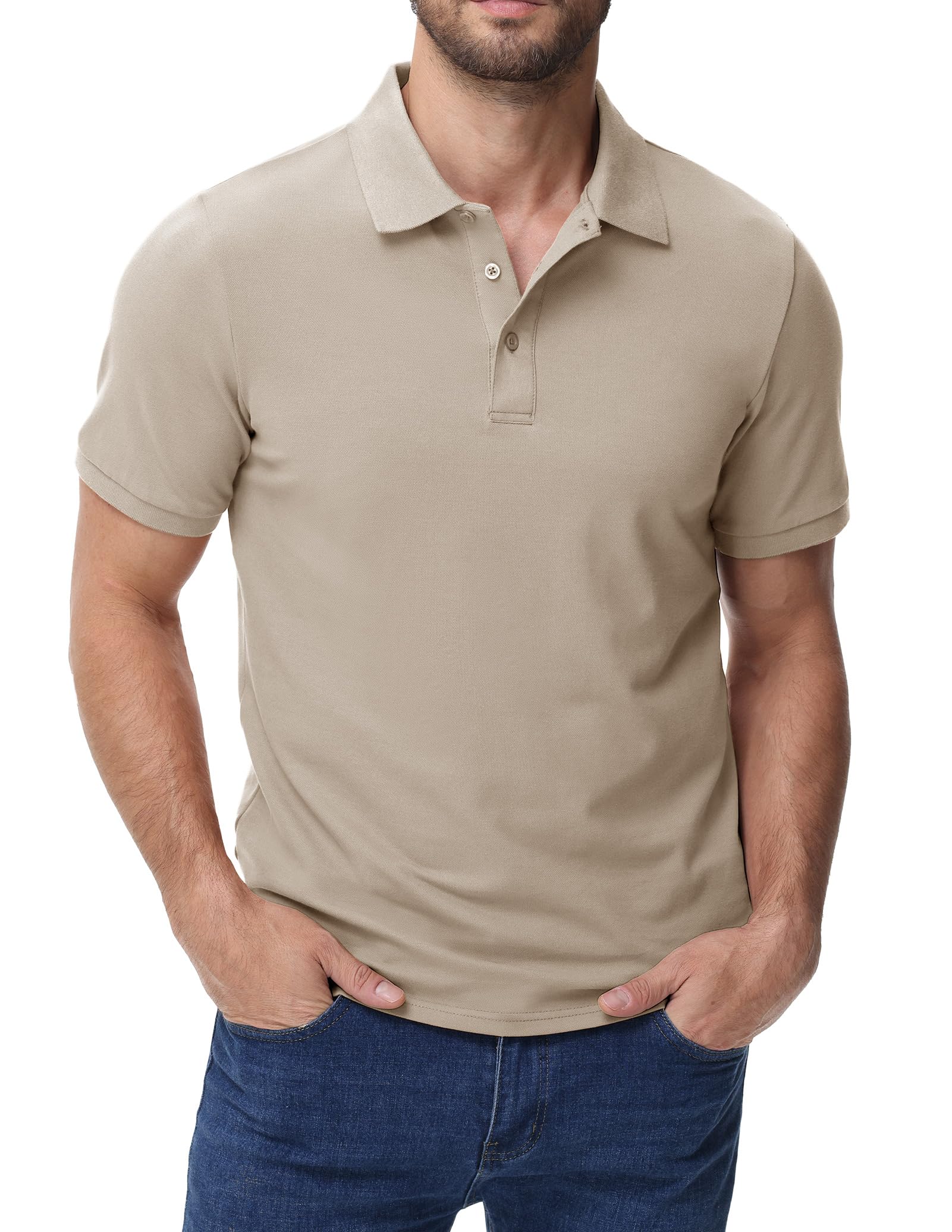 MIER Men's Polo Shirt Cotton Short Sleeve Golf Tennis Polo Shirt with Collar for
