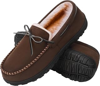 MIXIN Mens Moccasins Slippers Memory Foam House Shoes