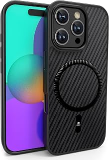ONES Magnetic for iPhone 16 Pro Max Case, [Compatible with MagSafe] [Military-Grade Drop Protection] Carbon Fiber Pattern, Shockproof Protective Hard Back Cover for iPhone 16 Pro Max Case, Black