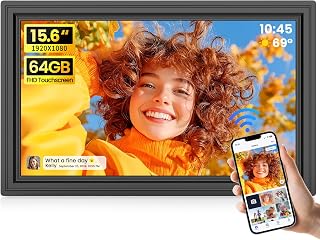 64GB 15.6" Large Digital Picture Frame, Uhale WiFi Electronic Photo Frames with 1920 x 1080 FHD IPS Touch Screen, Support Auto-Rotate Wall Mounted SD&USB Card, Share Photos/Videos from Phone Instantly