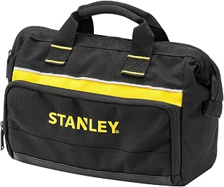 STANLEY 12in Heavy-Duty Multi-Pocket Storage Tool Bag, 1-93-330 | Cushioned Base, 8x Interior Pockets, 2x Exterior Mesh Pockets, Padded Carry Handles, 15kg Load Capacity, 8L Volume