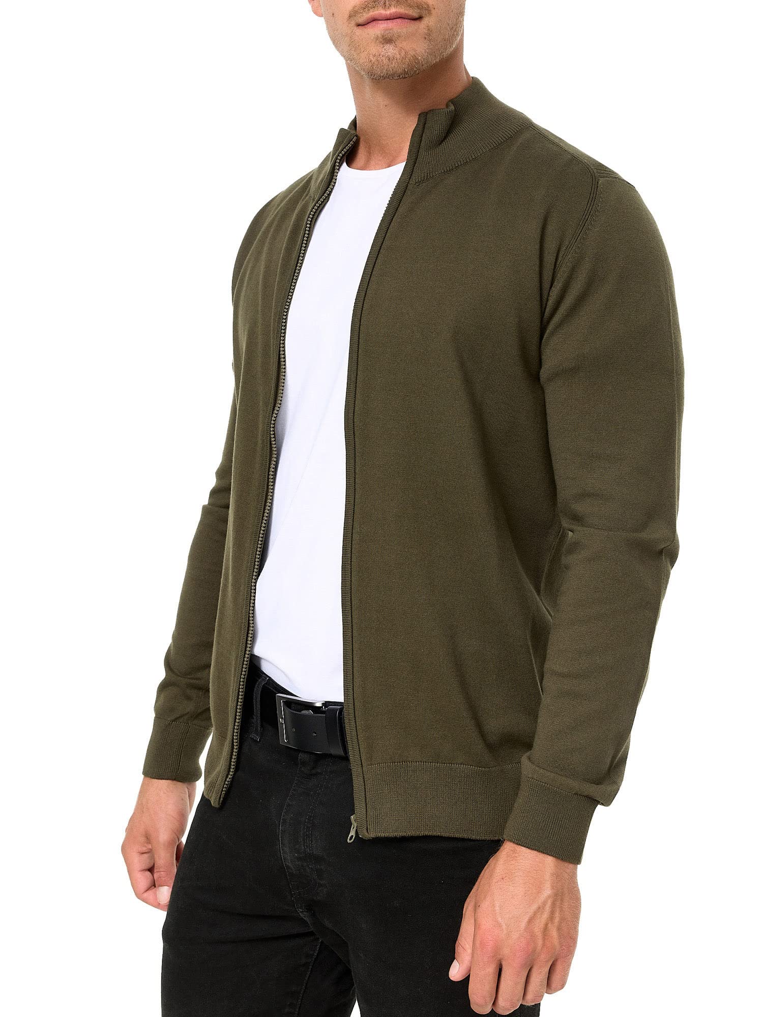 Indicode Men Lau Cardigan with Turtleneck made of 80% cotton