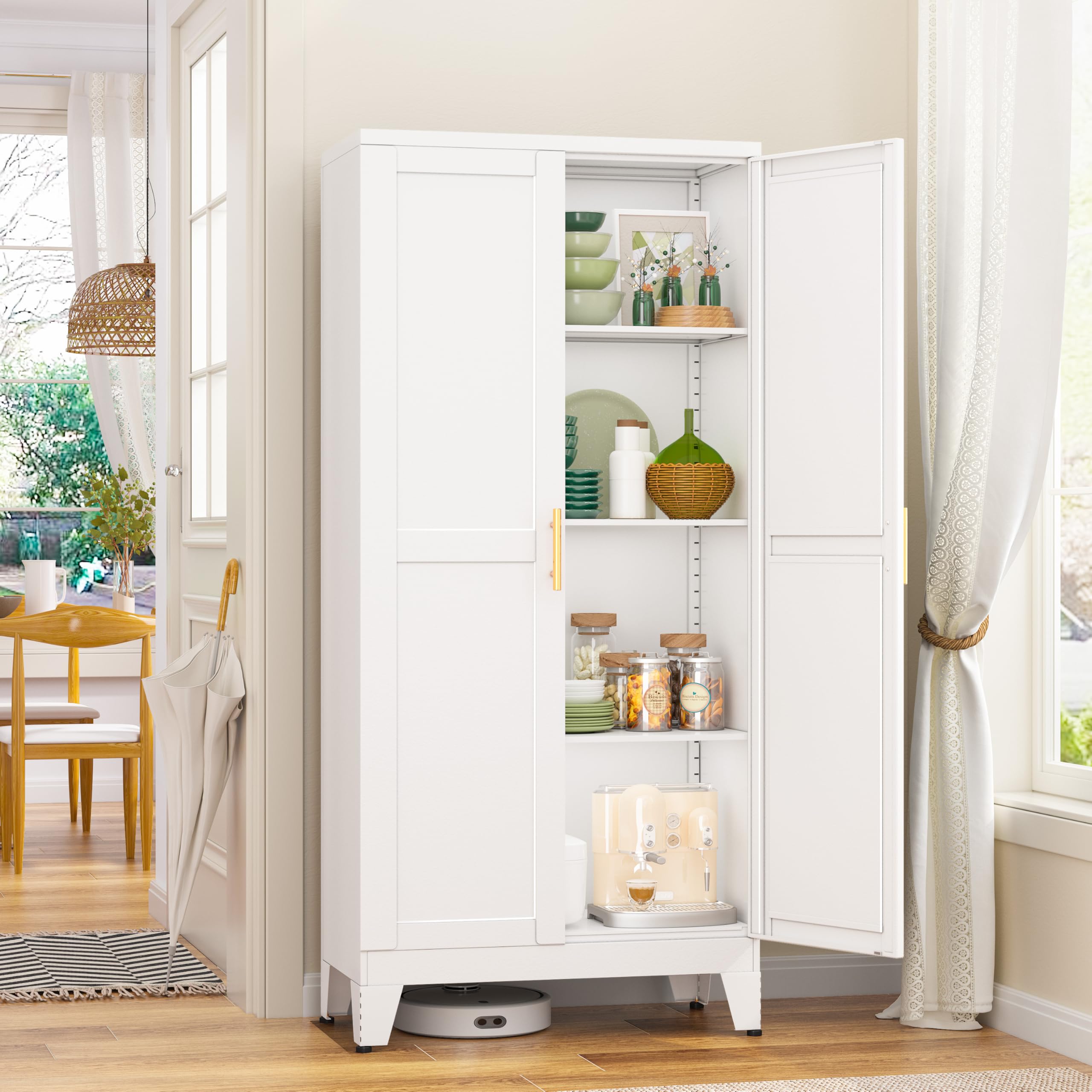 GAIOUS Metal Pantry Cabinet, Kitchen Pantry Storage Cabinets with 2 Door | and 3