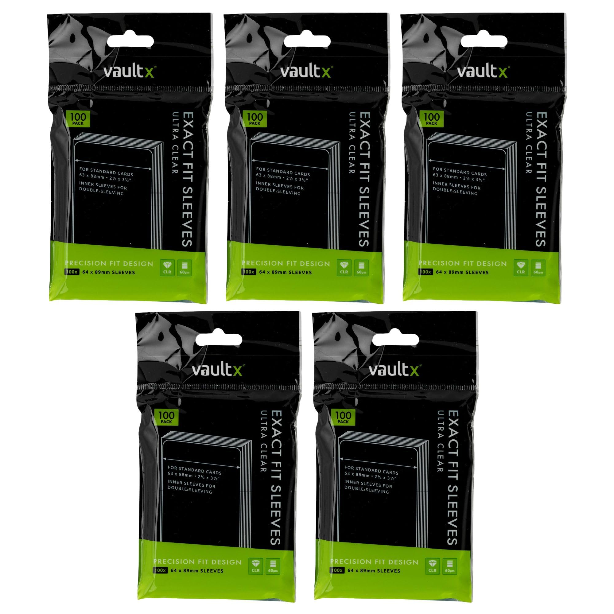 Vault X Exact Fit Inner Sleeves (500 Pack) Clear for Trading Cards | Double-slee