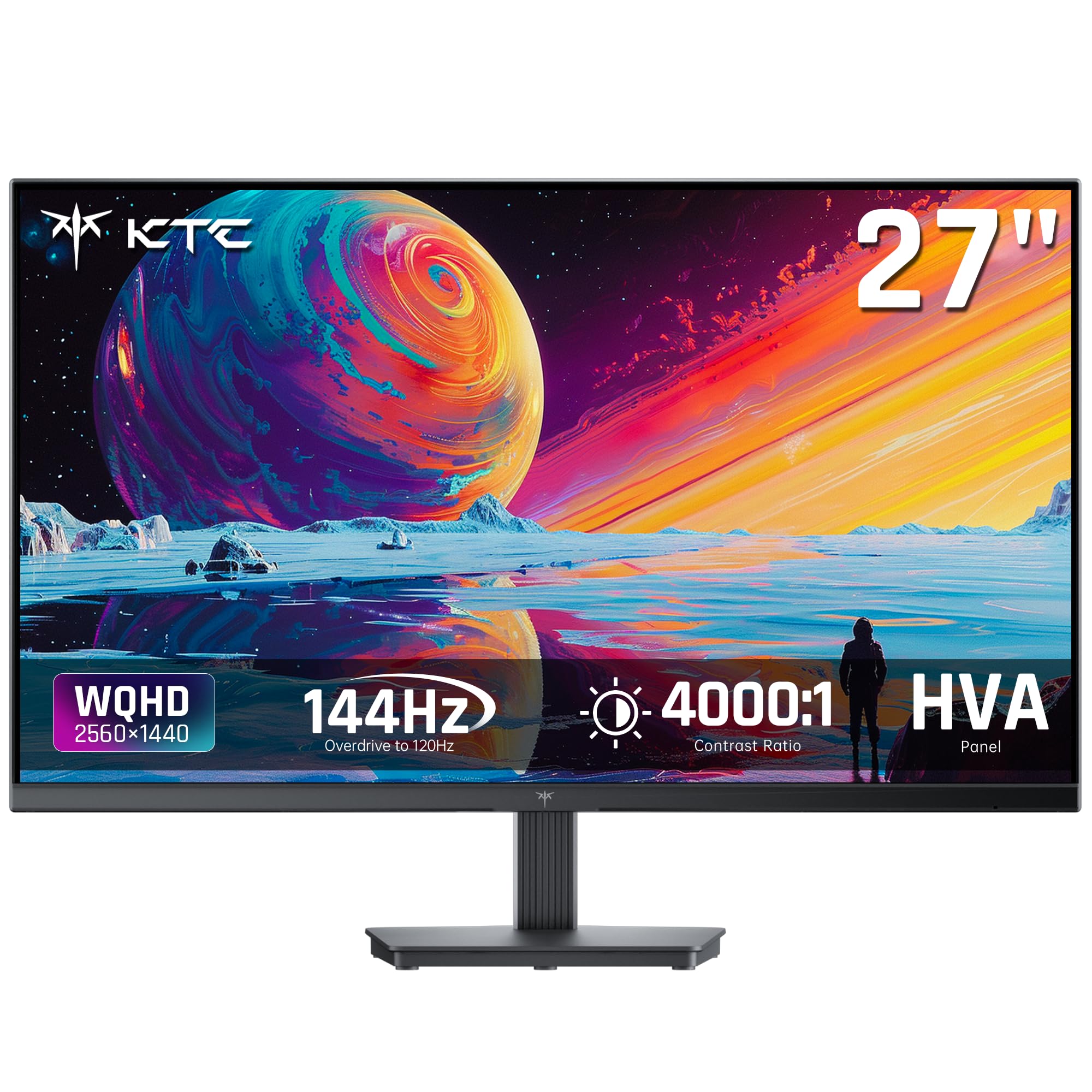 KTC 27 Inch Gaming Monitor 1440P, QHD 2K@144Hz Monitor, black H27T27S | HDR10, 1