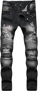 RXXKKK Men's Classic Zip Up Jeans Regular Fit Flex