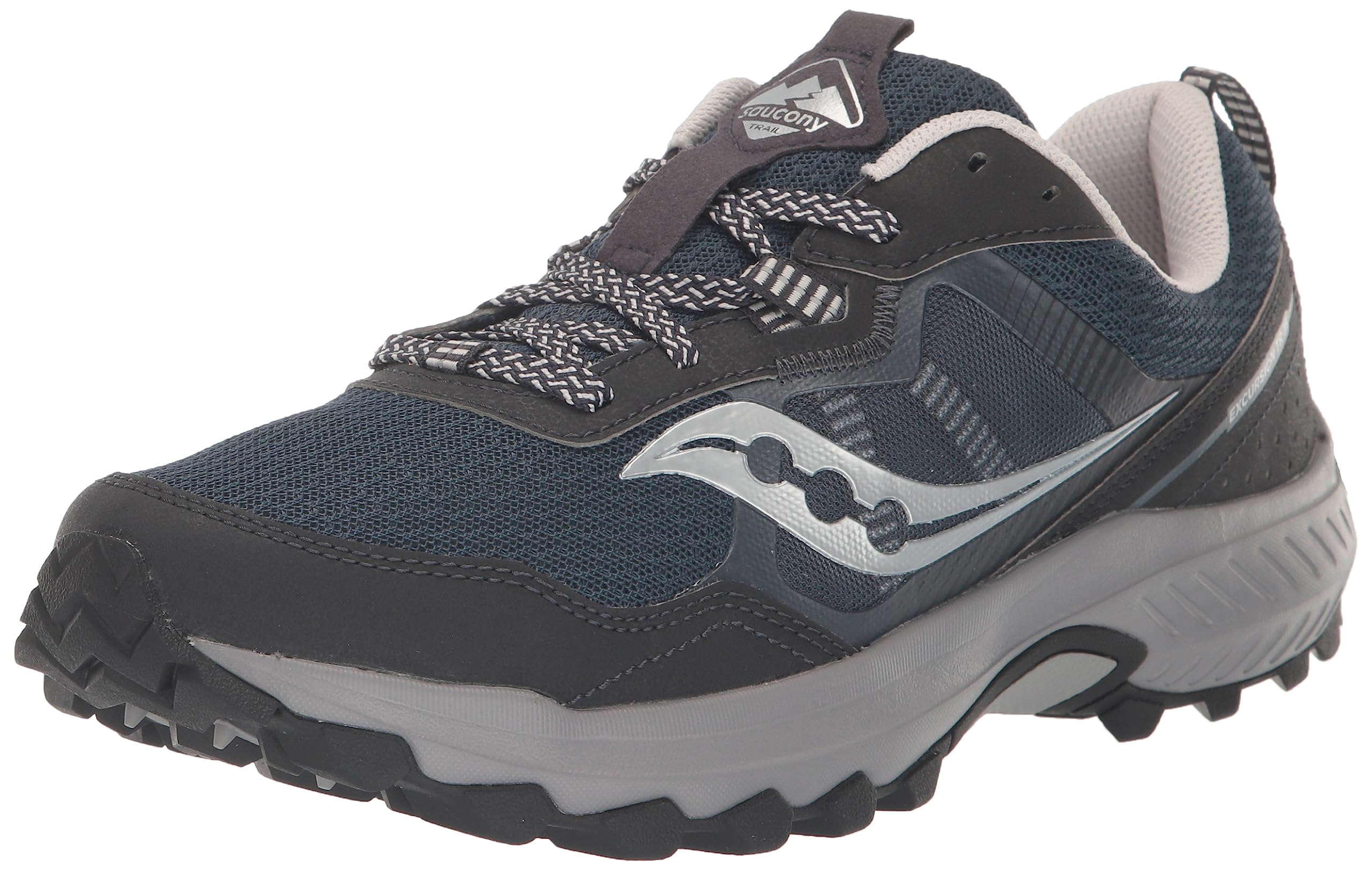 Saucony Men's Excursion TR16 Trail Running Shoe, Navy/Silver, 9.5 Wide
