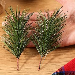 15 Pcs Mini Artificial Christmas Pine Needles Christmas Wreath Ornament Faux Pine Trees Plant Decoration Small Size 11 x 7cm