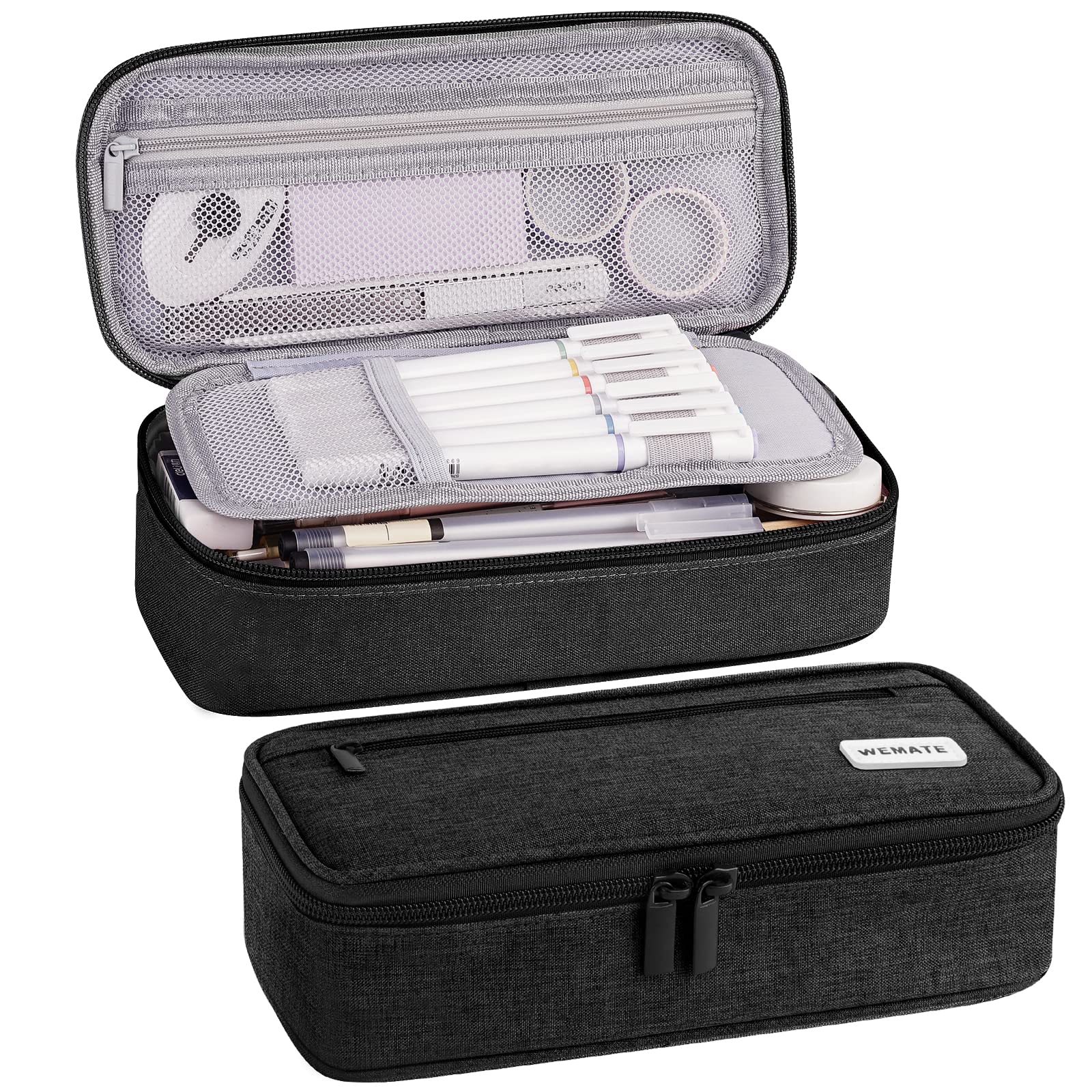 WEMATE Large Pencil Case Aesthetic,Big Capacity Canvas Pencil Pouch with Zipper,