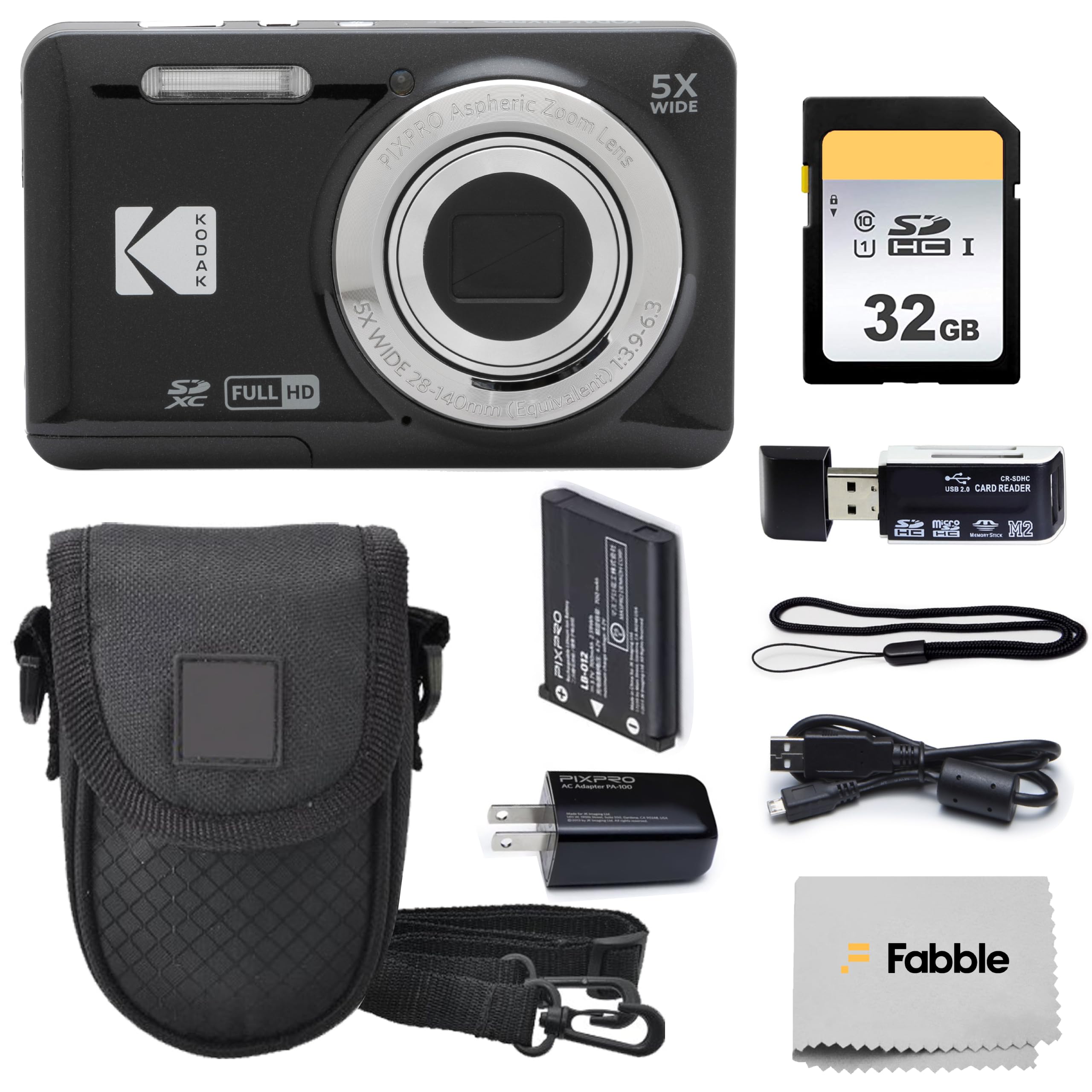 KODAK PIXPRO FZ55 16MP Digital Point & Shoot Camera, 5X Optical Zoom, 28mm Wide 