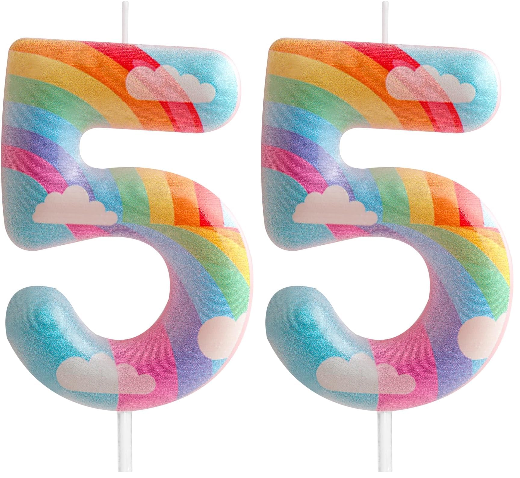 5th Birthday Candles Number 5 Pink Rainbow Birthday Party Cloud Rainbow Theme Ad