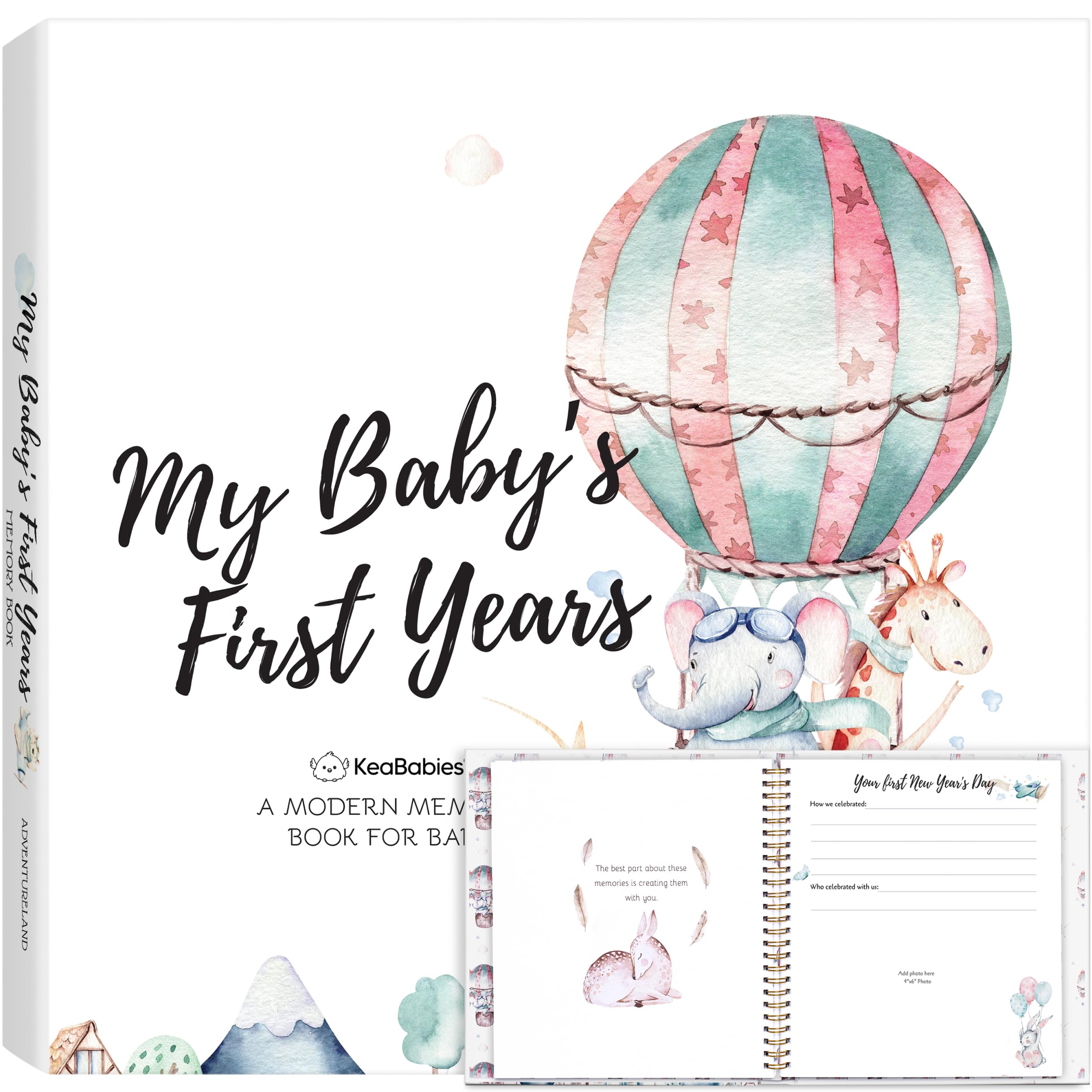 First 5 Years Baby Book Keepsake, Baby Memory Book Girl, Boy(AdventureLand) | 90