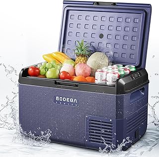 BODEGACOOLER 12 Volt Car Refrigerator, 42QT(40L) IPX4 Waterproof Electric Cooler, 31dB Ultra-Quiet Car Fridge APP Control with 12/24V DC 110-240V AC, -4℉~68℉, Portable for Truck RV Camping, Travel