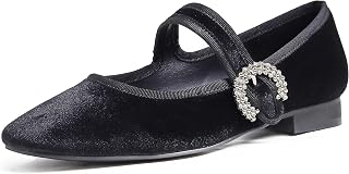 Feversole Women's Square Mary Jane Fashion,Elegant Ladies Casual Shoes Ballet Flat Square Toe Comfortable Walking Daily Mary Jane Fashion Shoes