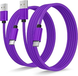 Basesailor for iPhone Duo 18 17 16 Pro Max Charger Cord,USB to USB C Cable,Type C Charging Power Cord for Apple 17e 15 iPad 10 Air 4 5,Samsung Galaxy S26 S25 S24 S23,Purple,2Pack 3.3FT(1M)