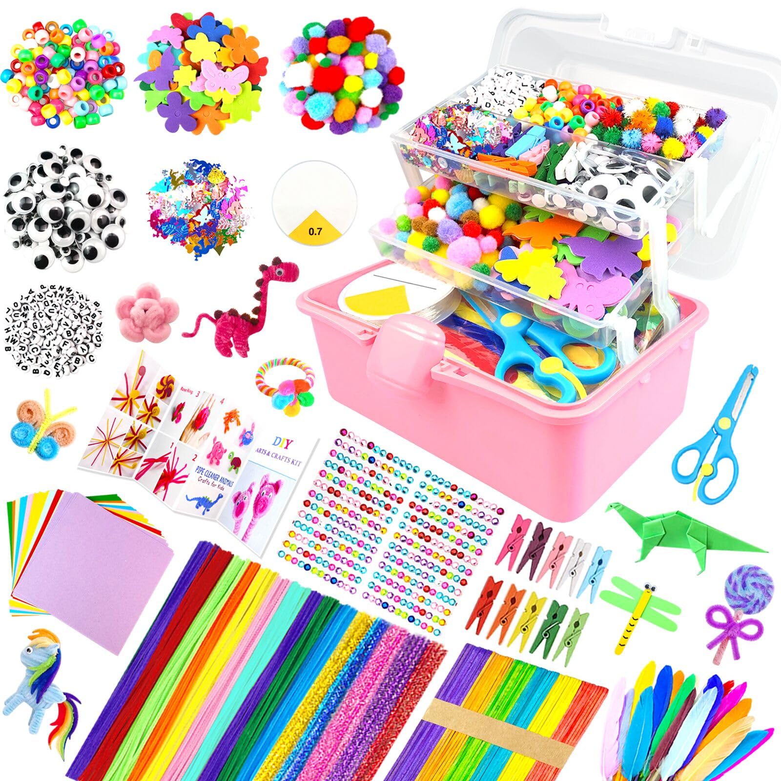 3000Pcs Craft Kits for Kids All in 1 Arts and Crafts Supplies for Kids 3-layered