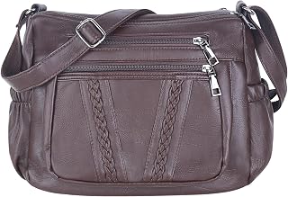 ELDA Sacs à bandoulière pour femme - En cuir synthétique souple - Plusieurs poches