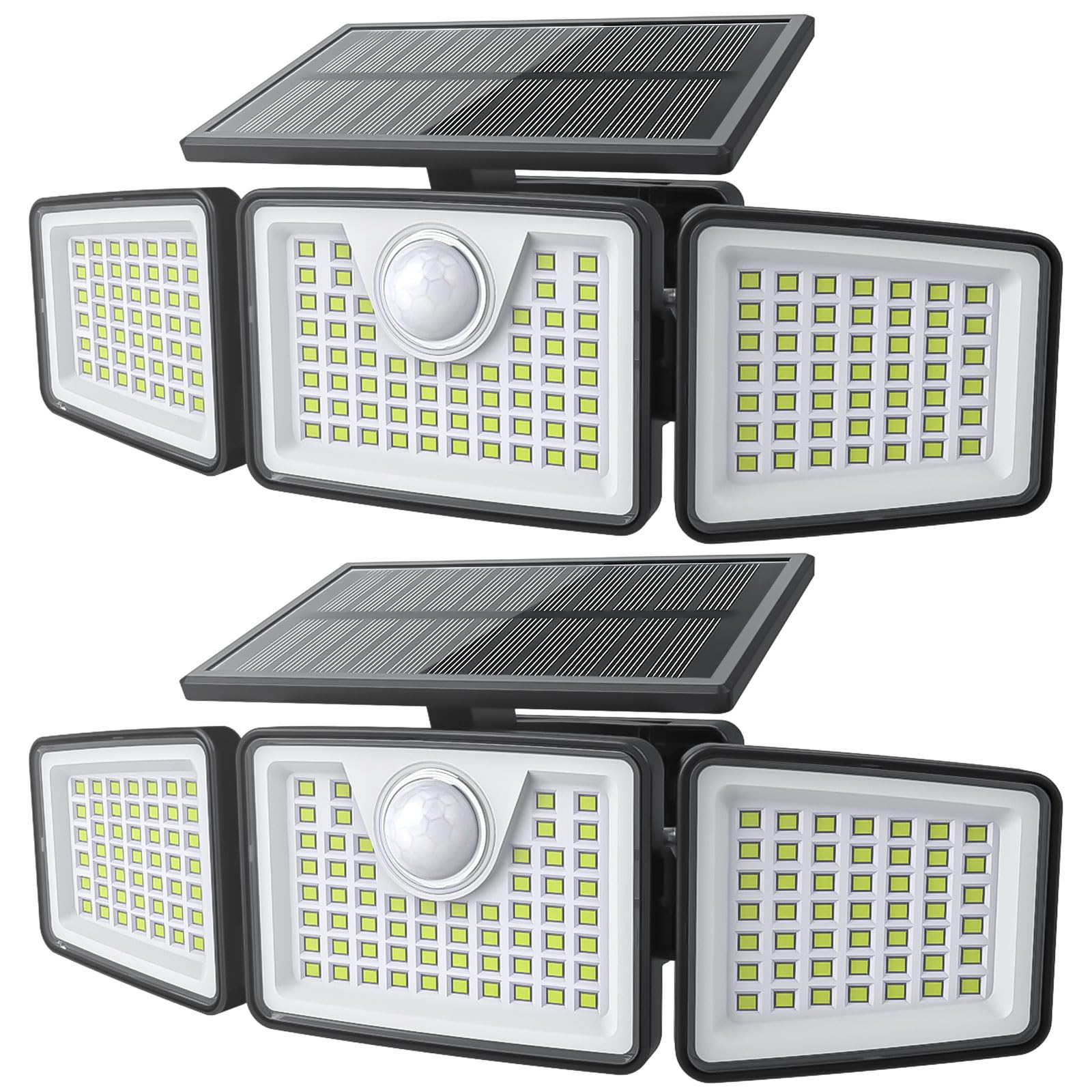 daphino 2500LM Solar Lights, Motion Sensor Outdoor Lights, 3-Head, 2 Pack | 270°