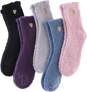 LINEMIN Women Soft Fluffy Winter Warm Microfiber Socks Home Sleep Socks