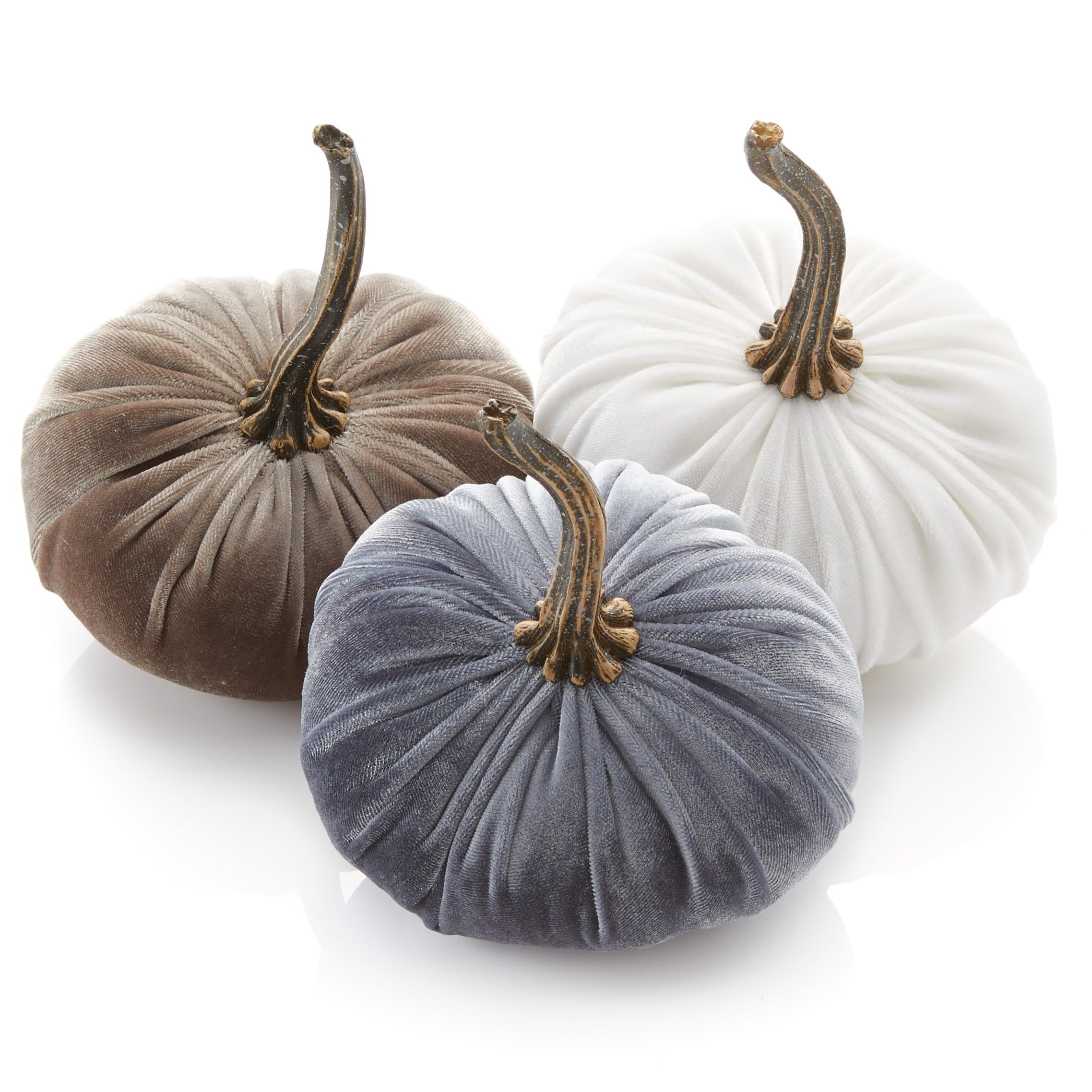 Velvet Pumpkins Set of 3 Small, Neutral Home Decor, Fall tablescape, Tiered Tray