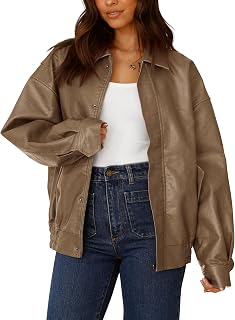 PRETTYGARDEN Motorcycle Jacket Women Faux Leather Fashion Autumn Clothing Oversized Zipper Winter Coat