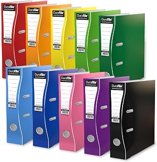 Lever Arch Files, Pack of 10 Folders Vibrant Assorted Colours, Heavy Duty Board Construction A4 Lever Arch File Organiser, Ideal Folders for Paperwork A4 for School, Home and the Office