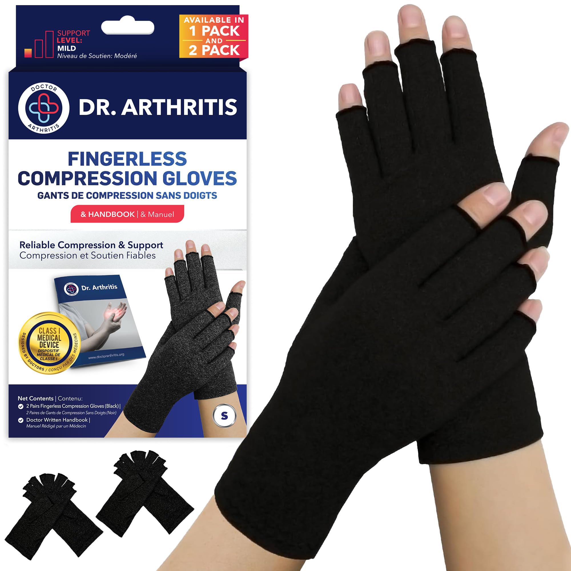 Doctor Developed Compression Gloves for Men Women & Doctor Handbook - Cotton-Mad