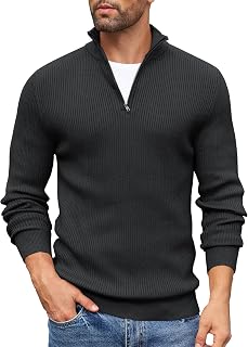 COOFANDY Herren Rollkragenpullover Zip Pullover Strickpullover Winterpullover Turtleneck Sweater Pulli Arbeitspullover Warm Langarmshirt