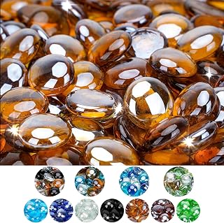 Mr. Fireglass 10 Pounds Fire Glass Beads, 1/2" High Luster Caramel | Reflective Round Fire Glass Drops, For Propane Natural Fireplace Fire Pit Table, Home Decor & Lanscaping