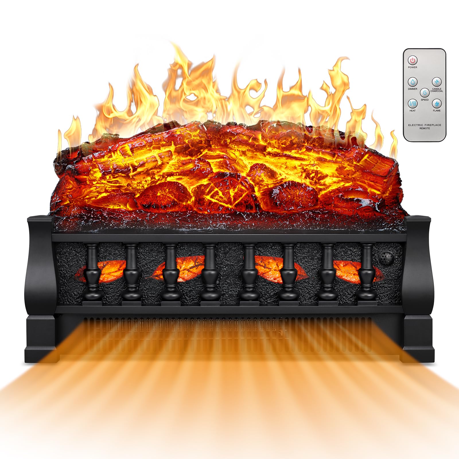 21 Inches Electric Fireplace Insert Log Heater Set, Freestanding Heater with Adj