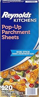 Reynolds Kitchens Pop-Up Parchment Paper Sheets, 120ct | Pre-Cut Nonstick Parchment Sheets, Microwave and Oven Safe Up to 425F, Easy Cleanup, Fits Standard Pans, 10.7 x 13.6 in