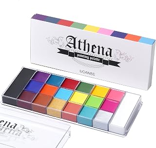 UCANBE Athena Face Body Paint Oil Palette, 20 Colors Large Black White Professional Flash Tattoo Halloween SFX Party Artist Costume Festival Stage Cosplay Full Size Makeup Painting Kit 168g