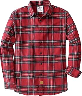Dubinik® 6 oz Flannel Shirt for Men Cotton Casual Long Sleeve Button Down
