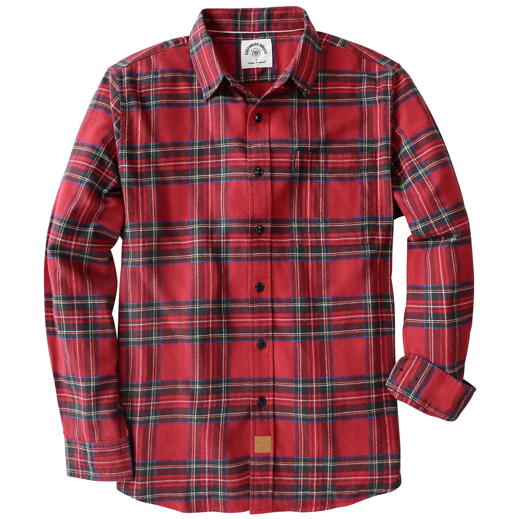 Dubinik® 6 oz Flannel Shirt for Men Cotton Casual Long Sleeve Button Down