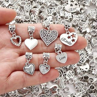 30 Pcs Antique Silvery Alloy Love Heart Charms, Dangle Pendants for DIY Jewelry Making