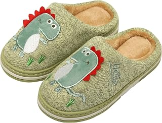 INMINPIN Winter House Slippers Children Warm Plush Cartoon Dinosaur Indoor Cotton Slippers for Boys and Girls