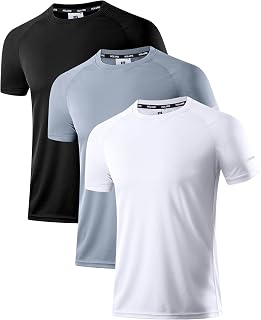 Holure Men's Sports T-Shirts, Breathable, Quick-Drying, Short-Sleeved, Functional, for Running, Summer Fitness, Training, Hiking, Working out, Bodybuilding, Pack of 3 or 5