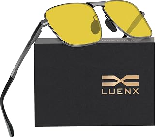 LUENX Mens Aviator Polarized Sunglasses: Rectangular UV400 Driving