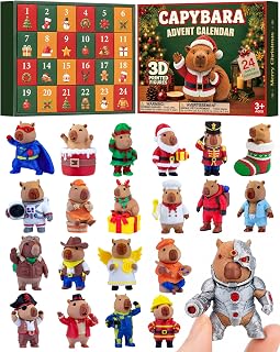 Capybara Advent Calendar 2026 for Boys Girls 3D Printed Animal Toys Gifts | Detailed 3D Printed Figures, 24 Days of Capybara Surprises, Cute Capybara Theme, Build Your Own Collection
