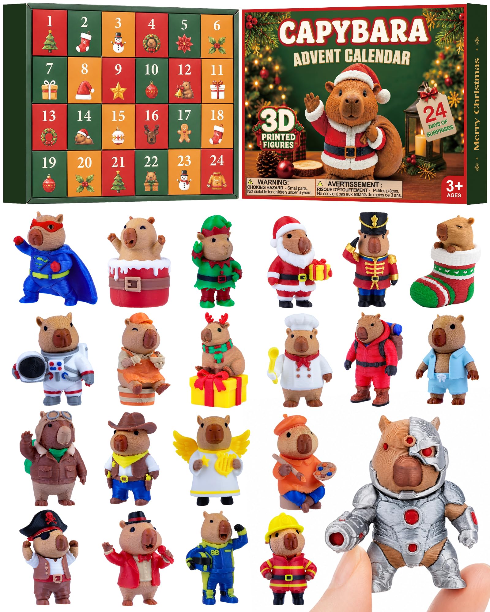 Capybara Advent Calendar 2026 for Boys Girls 3D Printed Animal Toys Gifts | Deta
